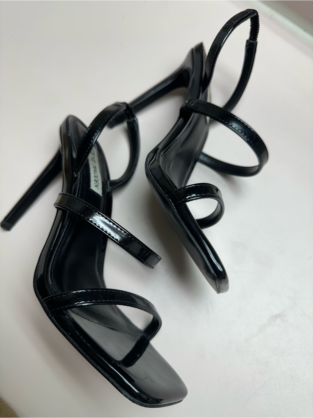 Steve Madden 7 Black Strappy Patent High Heel Sandals